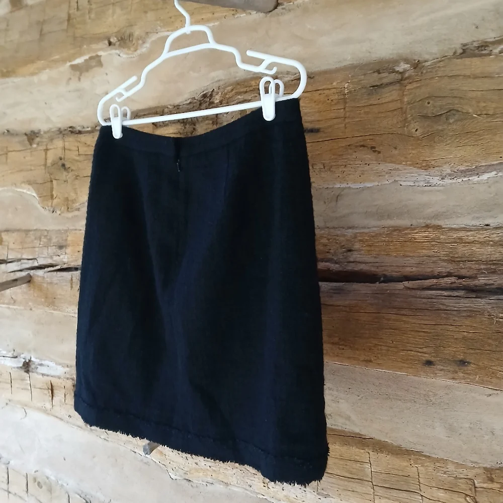 J. Crew Vintage Black Boucle Wool Midi Skirt Size 10